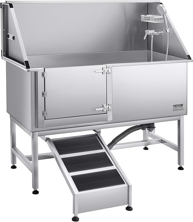 VEVOR Stainless Steel Dog Washing Station, Professional 62 inch Pet Grooming Tub w/Ramp, PE Water Filter Board, Faucet & Showerhead & Soap Holder Bathtub for Large & Medium & Small Pets (Left Door) - Image 11