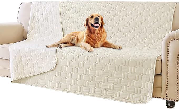 Tcksstex Waterproof and Anti-Slip Dog Bed Cover and Pet Blanket Sofa Pet Bed Mat ，car Incontinence Mattress Protectors Furniture Couch Cover for Most Cats Dogs, Pets（68x82- Ivory） by TcksstexFauxFurDogBedCover