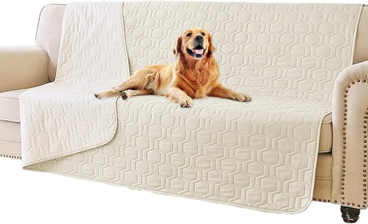 Tcksstex Waterproof and Anti-Slip Dog Bed Cover and Pet Blanket Sofa Pet Bed Mat ，car Incontinence Mattress Protectors Furniture Couch Cover for Most Cats Dogs, Pets（68x82- Ivory） by TcksstexFauxFurDogBedCover