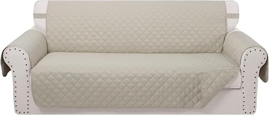 Reversible Oversized Sofa Covers, XL Sofa, Beige/Beige | Couch Cover Furniture Protector for Dogs Elastic Straps Water Repellent Furniture for 4 Cushion Couch by LuxshareHome