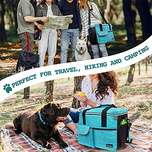 PetAmi Dog Travel Bag Organizer, Pet Travel Kit with 2 Food Containers & 2 Collapsible Dog Bowls, Pet Supplies Tote with Luggage Sleeve, Weekend Road Trip Camping Essentials, Teal Blue, Large - Image 6