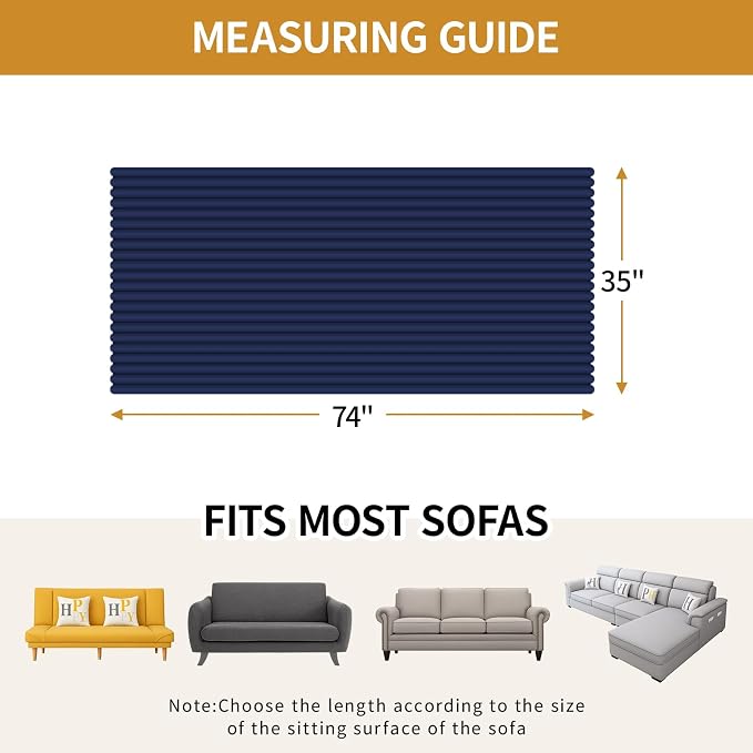 Deep Dream Waterproof Couch Cover for Dogs, Soft Faux Fur Sofa Covers for Pet, Non-Slip Couch Covers for 3 Cushion Couch Sofa Pet Friendly (Navy Blue, 35" x 74") - Image 2