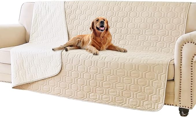 Tcksstex Waterproof and Non-Slip Dog Bed Cover and Pet Blanket Sofa Pet Bed Mat ，car Incontinence Mattress Protectors Furniture Couch Cover for Most Cats Dogs,Pets（52x82-Beige） by TcksstexFauxFurDogBedCover