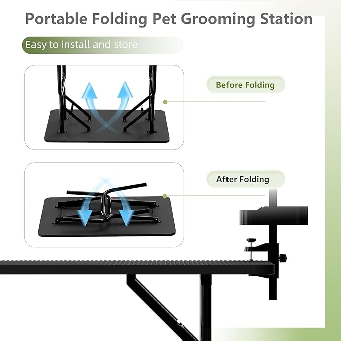 47"Professional Dog Pet Grooming Table Adjustable Heavy Duty Portable w/Arm & Noose & Mesh Tray (46", Black) - Image 5
