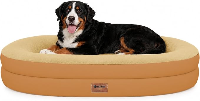 Waterproof Orthopedic Dog Bed for Extra Large Dogs, Orange | Supportive Crate Foam Relieves Joint Pressure, 360°Bolsters, Waterproof Inner,Washable Cover, Non-slip Bottom by Wozoke