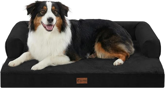 Waterproof Orthopedic Dog Bed for Medium Dogs, 35x22in, Black | Orthopedic Foam Relieves Joint Pressure, Bolsters Supports Head And Neck, Washable Cover, Non-Slip Bottom by CasaPaw