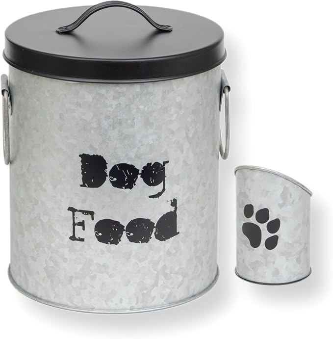 Small Dog Up To 20lb Pet Food Storage Canister Dog Bin with Scoop – Durable & Airtight for Freshnesss, Minimalist Design & Recyclable, Small Metal Container for Kitchen Countertop by ThePetSteel