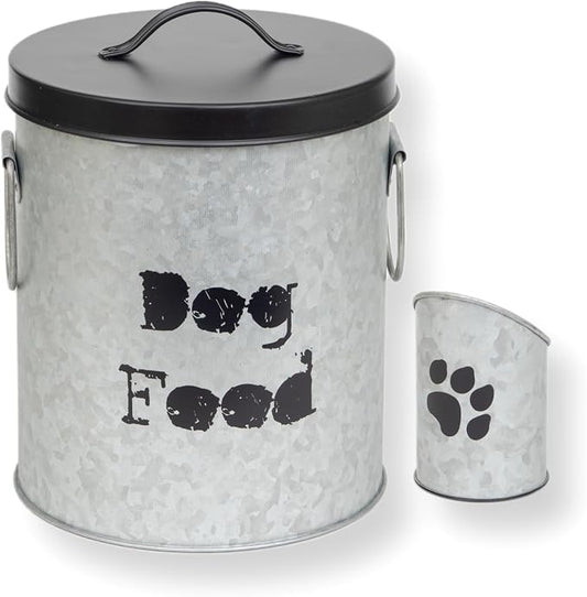 Small Dog Up To 20lb Pet Food Storage Canister Dog Bin with Scoop – Durable & Airtight for Freshnesss, Minimalist Design & Recyclable, Small Metal Container for Kitchen Countertop by ThePetSteel