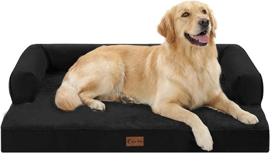 Orthopedic Washable Dog Bed for Large Dogs, 36x27in, Black | Orthopedic Foam Relieves Joint Pressure, Bolsters Supports Head And Neck, Washable Cover, Non-Slip Bottom by CasaPaw