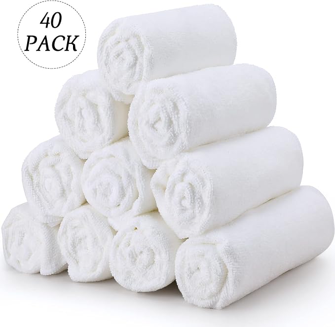 Shimeyao 40 Pack Bleach Proof Towels Microfiber Absorbent Resistant Hair Hand Towels Bulk Quick Dry for Barber Gym Bath Spa Shaving (White,16 x 29 Inch) - Image 4