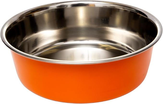 Country Living Set of 2 Heavy Gauge Stainless Steel Dog Bowls - Non-Skid, Durable & Rust-Resistant - Perfect for Food & Water - Vibrant Orange, 64 oz Capacity - Image 6