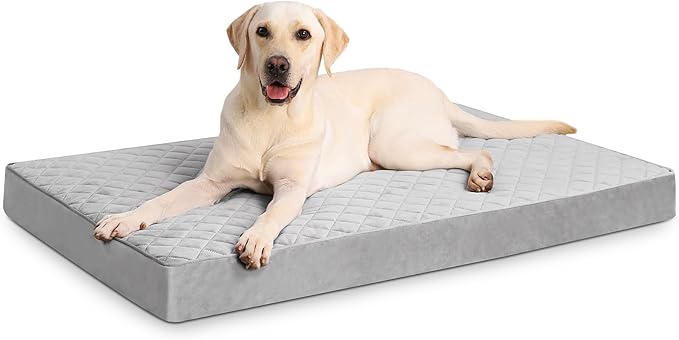 NUPIDA Orthopedic XL Dog Beds Large Sized Dog Waterproof Bed with Removable Washable Cover and Non-Slip Bottom, Quilting Pet Mattress for Crate, 41x27 Inch, Light Gray by NUPIDAPet%E2%80%99sHome