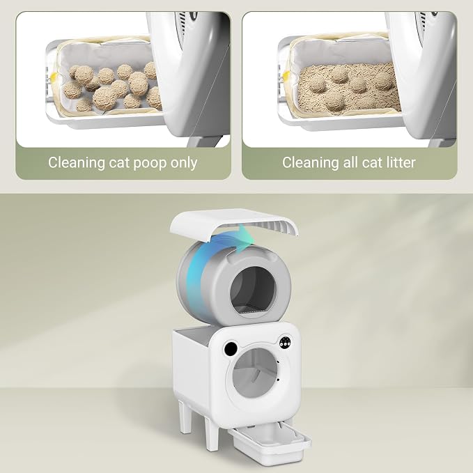 Self Cleaning Litter Box, 4 in 1 Security-System Automatic Robot | 75L+12L Extra Large Space, Multiple Cats, APP Control, 1 Cat Litter-Mat, 3 Rolls Cats Waste Bag Liners - Image 5