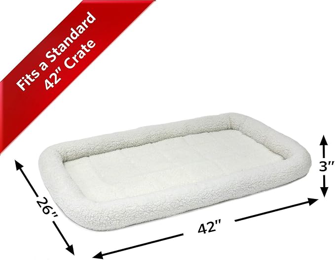 MidWest Homes for Pets QuietTime Dog Bed - White Fleece Bolster, Ultra-Soft and Machine Washable, Fits 42-Inch Crates and Carriers, for Large Breed Dogs - Image 2