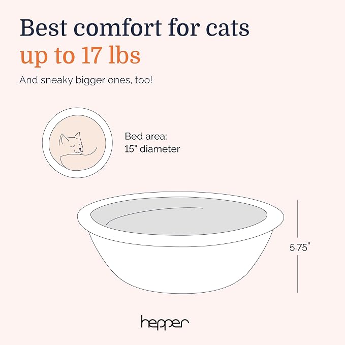 Hepper Cat Nest - Washable Cat Bed with Fleece Liner - Gray/White - Image 6
