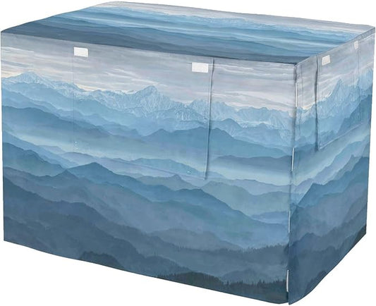 Dog Crate Cover Kennel Cover for Dog Cages Breathable for Wire Cage Indoor Outdoor Grey and Blue Mountains by QwThum