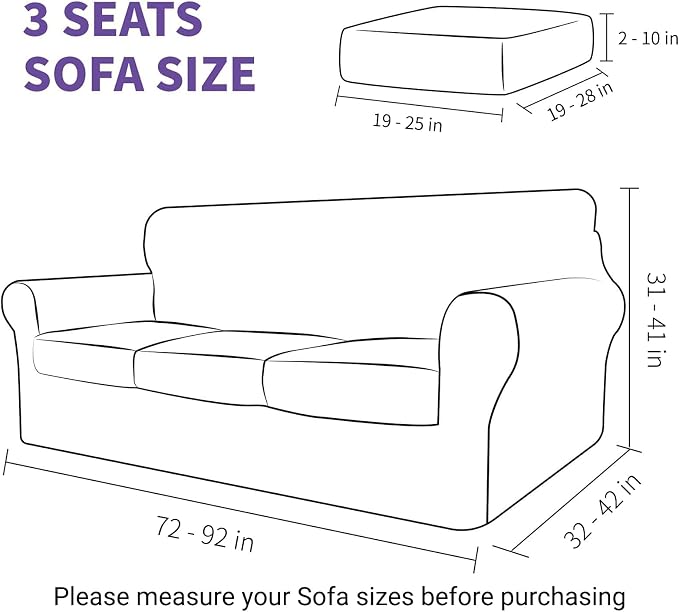 ZNSAYOTX Luxury Velvet Couch Cover 4 Piece (72"-92") Stretch Sofa Covers for 3 Cushion Couch Thick Soft Sofa Slipcover with Non Slip Strap, Dog Pet Friendly Nice Furniture Protector (Silver Grey) - Image 6