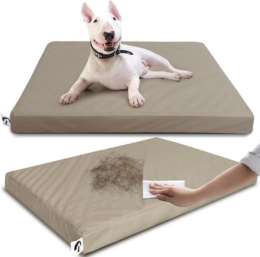 Waterproof Leather Dog Bed Crate Pad, Durable Brown Pet Mattress for Medium Dogs Pet Beds with Wipeable Covers, Easy to Clean Washable Mat for Cage by GAUNGDEEN