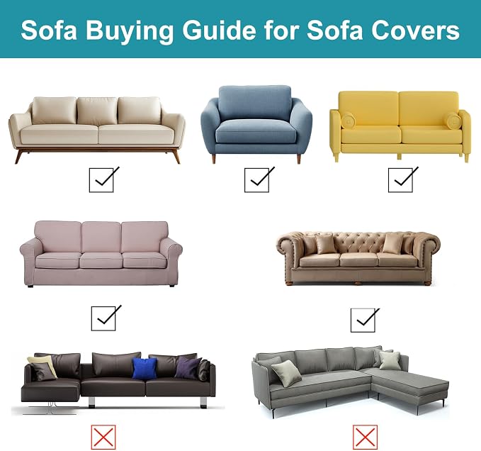 U-NICE HOME Stretch Couch Cover Slipcover for 3 Cushion Sofa, Beige | Furniture protector, 1-Piece Sofa cover, Washable, Pet friendly, Polyester Spandex Jacquard fabric - Image 6