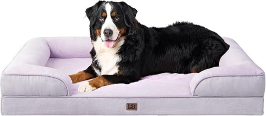 EHEYCIGA Orthopedic XXL Dog Bed, Waterproof Washable XL Big Pet Bed 52" | Non-Slip Bottom and Egg-Crate Memory Foam Extra Large Pet Couch Bed with Washable Removable Cover, Lilac by EHEYCIGA