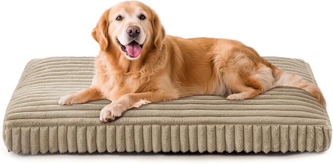 XL Dog Bed, Flat Pet Beds with Removable Washable Cover, Pet Mat Cute Dog Crate Bed Thick Shredded Chopped Crate Foam & Anti Slip Bottom for Indoor, 42"x27"x4" by FURTIME