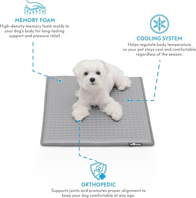 Paw Inspired Cooling Orthopedic Crate Pad, 23x17 Inch, Gray | XS/Small Size Washable Memory Foam Mat for Dogs and Cats, Fits 24 Inch Kennel - Image 2