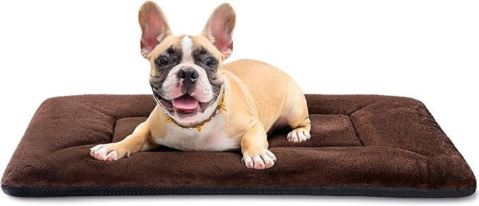 Dog Crate Pad Washable, Plush Anti-Slip Crate Mat for Medium Dogs, Cushioned Kennel Pad for Metal Dog Kennels, 30 x 20 Inch, Brown by ZENGAOOU