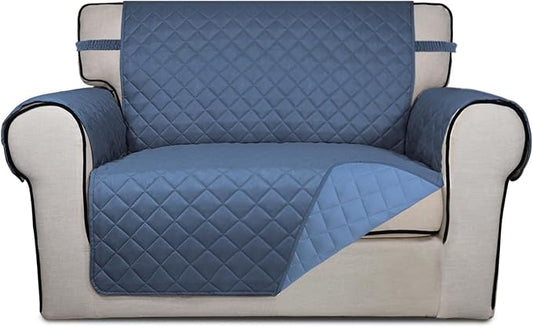PureFit Reversible Quilted Sofa Cover Dog Couch Covers for Sofa, 28 in | Dark Blue/Light Blue, Water Resistant Couch Protector, Washable Pet Couch Cover with Non Slip and Elastic Straps For Kids by PureFit