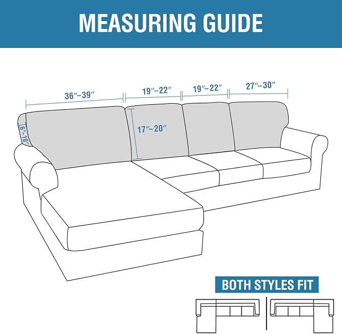 H.VERSAILTEX Backrest Cushion Covers Sectional Couch Back Cushion Covers for Sectional Sofa Set for Both Left/Right Couch (Back Only: 1 Chaise + 3 Sofa, Dove) - Image 3