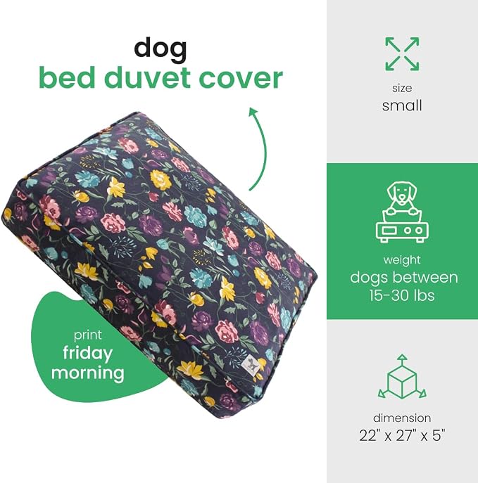 Molly Mutt Friday Morning Dog Bed Duvet Cover, GOTS-Certified 100% Organic Cotton Canvas Cover for Dog, Puppy, or Cat Bed, Durable, Washable, and Free of Harmful Chemicals, Small, 22"x27"x5" - Image 2