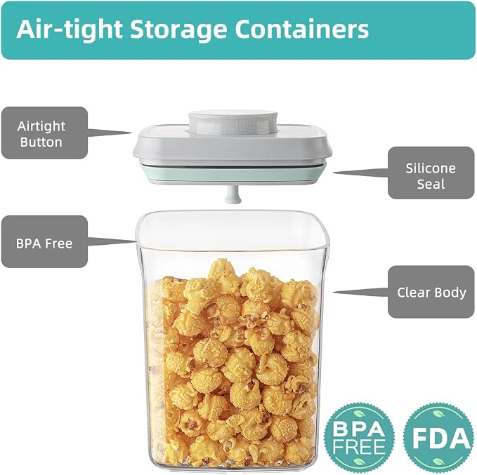 Ankou Airtight Container Set - (380ml 4 Pcs) Stackable One Button Openning Food Containers for Snacks Candy Salt Herbs Spices BPA-Free Tranparent (0.32 QT * 4) - Image 5