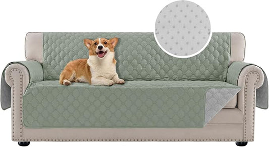 PrinceDeco Extra Large Couch Covers for Oversized Sofa Water Resistant Furniture Protector Anti-Slip and Washable Pet Couch Covers for Sofa/3 Cushion Couch Width Up to 78"(Oversized Sofa, Sage) by PrinceDeco
