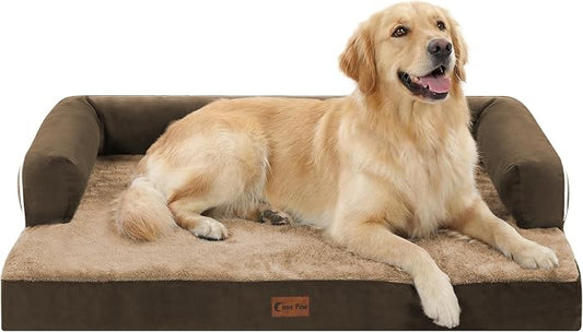 Orthopedic Washable Dog Bed for Large Dogs, 36x27in, Brown | Orthopedic Foam Eases Joint Pressure, Bolsters Supports Head And Neck, Washable Pet Beds, Removable Cover, Non-Slip Bottom by CasaPaw