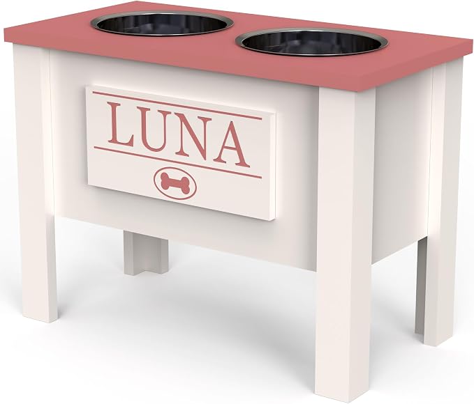 Elevated Dog Bowls for Large Dogs, Personalized Food Stand for Large Breed | Farmhouse Style, Elevated Wood Stand, Storage Container, Stainless Steel Bowls, Raised Anti-Slip Feeder, Made in USA - Image 3