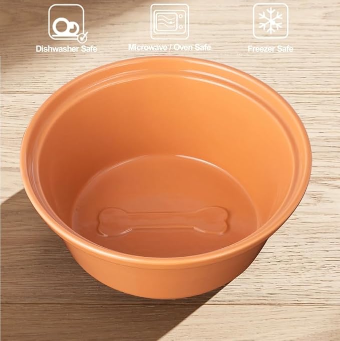 Elevated Dog Bowl Stand with 3 Large Ceramic Bowls – Raised Feeding Station for Medium & Large Dogs, Includes 2 Standard Bowls + 1 Slow Feeder, Durable Iron Frame, Non-Slip (Almond) - Image 7