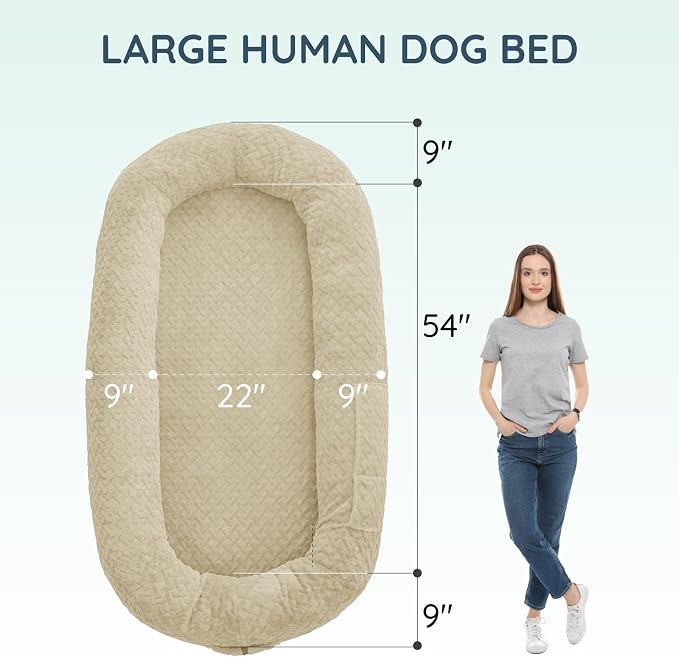 ChiXnuggle Faux Fur Washable Human Dog Bed Cover（Only Human Dog Bed） | 72*40*10,removable replace cover,soft fur,non-slip bottom,linen - Image 2