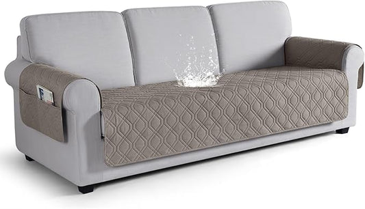 VANSOFY Waterproof Couch Cover for Pets, Khaki, 72.4" | Non-Slip, Washable, Utility Pockets, Pet Friendly, Furniture Protector Slipcover for 3 Cushion Plus Couch by VANSOFYFURNITURECOVERS