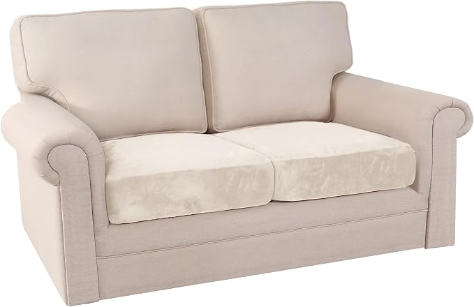 PrinceDeco Velvet Couch Cushion Cover Stretch Sofa Seat Covers Washable Cushion Slipcover for Chair Love Seat Sofa Cushion Furniture Protector Seat Cushion Sofa Cover (Each Width Up to 29.5", Ivory) - Image 9