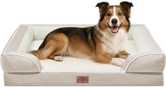 Comfort Expression Orthopedic Dog Beds for Large Sized Dog with Bolster | Waterproof Dog Couch Bed with Washable Cover & Non-Slip Bottom, Supportive Egg Crate Foam Large Pet Bed, 38x25 Inch by ComfortExpression