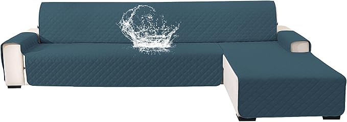 Waterproof Sectional Couch Covers for Dogs, Reversible L Shaped Couch Cover, Chaise Lounge Cover for Sectional Sofa, Sofa Covers Washable Sectional for Pets Dog Cat (Small, Dark Green) by CYCMACOHOME