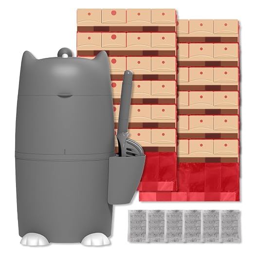 Red Rocket Pets Cat Litter Trash Can Kitty Twister Plus Pack Grey, 12x Refills Bags and 6X Charcoal Sachets, No Smell Litter Storage Container, Litter Disposal System by RedRocket