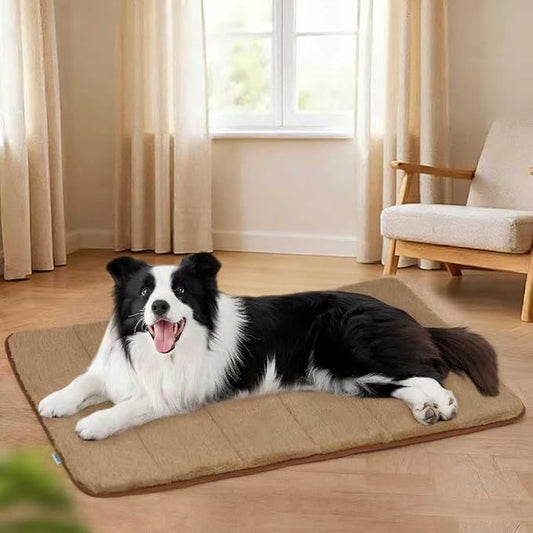 Dog Crate Pad for Large Dog - 35"x23" Memory Foam Dog Bed, Washable & Anti-Slip Dog Bed Mat, Ultra Soft Kennel Pad for Dogs Cozy Sleeping Mat, Khaki by ZAKAPAWS