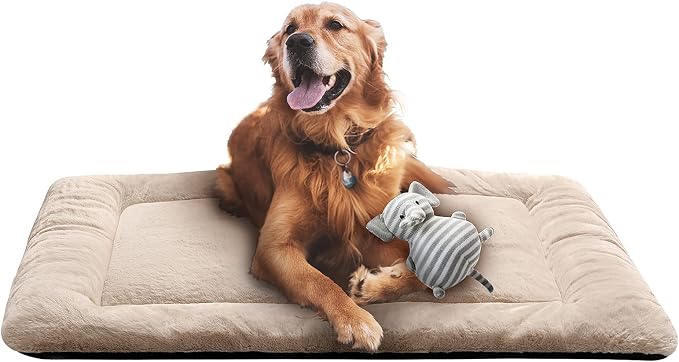 Dog Crate Pad Washable Dog Bed for Crate Large Cozy Mat 42-Inch Cream | Ultra Soft Kennel Pad,Anti-Slip Bottom,Fits for Most Metal Crates,Comfortable Sleeping Pet Mat by VERZEY