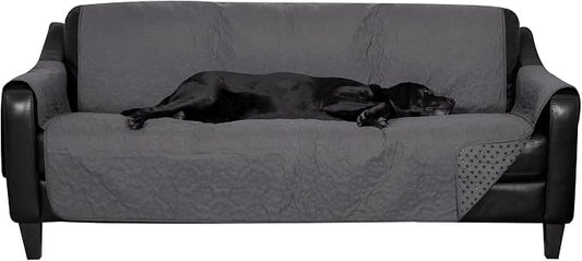 Furhaven Waterproof & Non-Slip Large Sofa/Couch Cover Protector for Dogs, Cats, & Children - Quilted Paw Print Living Room Furniture Cover - Gray, Large Sofa by FurHaven