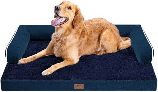 MEKIY Orthopedic Washable Dog Bed with Bolster for Medium to Large Dogs | Pillow Support for Neck Relief, Egg Crate Foam, Waterproof Liner, Anti-Slip Bottom, Removable Bolster Cover, 36 x 27 Inch by Mekiy