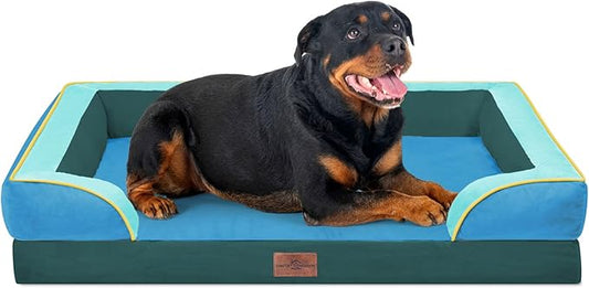 Comfort Expression Orthopedic Dog Bed for Extra Large Dogs with Bolster | Waterproof Dog Couch Bed with Washable Cover & Non-Slip Bottom, Supportive Egg Crate Foam XL Pet Bed, 45x35 Inch by ComfortExpression