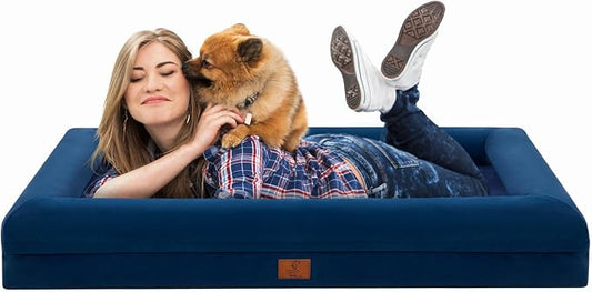 Jumbo Waterproof Dog Bed for Extra Large Size Dogs with Bolster | 360 Degree Bolster Support, Egg Crate Foam, Waterproof Liner, Anti-Slip Bottom, Machine Washable Cover, 53 x 42 Inch by Yiruka