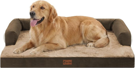 Orthopedic Washable Dog Bed for Extra Large Dogs, 41x27in, Brown | Orthopedic Foam Relieves Joint Pressure, Bolsters Supports Head And Neck, Washable Cover, Non-Slip Bottom by CasaPaw