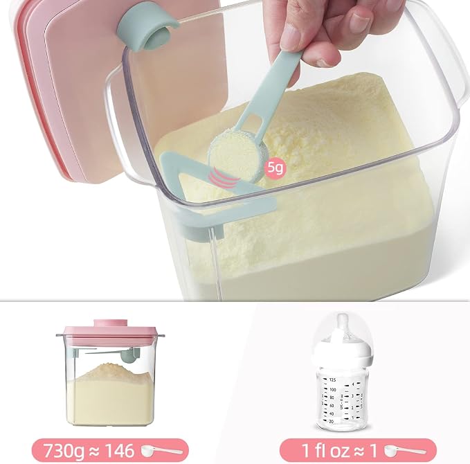 Ankou Formula Container - 1700ml Airtight Formula Dispenser One Button Handy Milk Powder Container BPA-Free Storage Containers with Scoop and Scraper Transparent 730g - Image 4