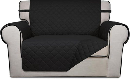 PureFit Reversible Quilted Sofa Cover Dog Couch Covers for Sofa, 28 in | Black/Black, Water Resistant Couch Protector, Washable Pet Couch Cover with Non Slip and Elastic Straps For Kids by PureFit